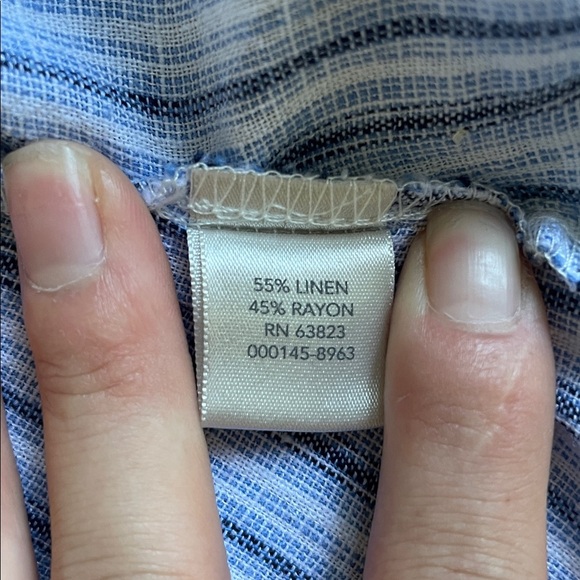 Christopher & Banks Coastal Blue and White Striped Linen Layering Jacket - Picture 12 of 12